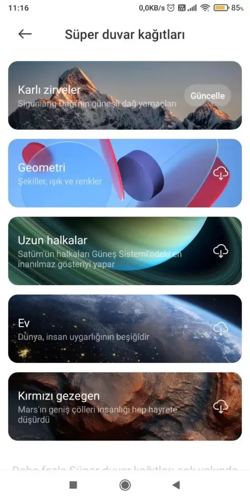 Xiaomi Süper Duvar Kağıtları Listesi