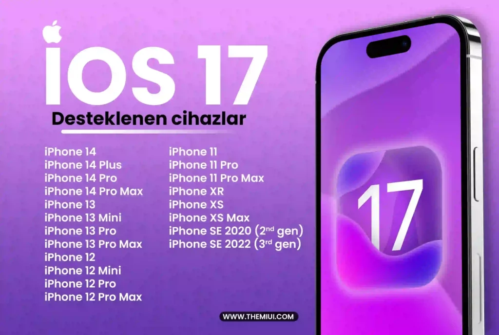 iOS 17 alacak telefonlarin listesi