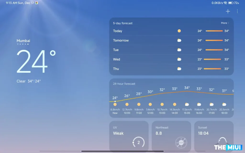 Xiaomi Pad'de HyperOS Hava Durumu uygulaması